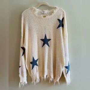 Gilli Ivory Sweater with Navy Star Patterns